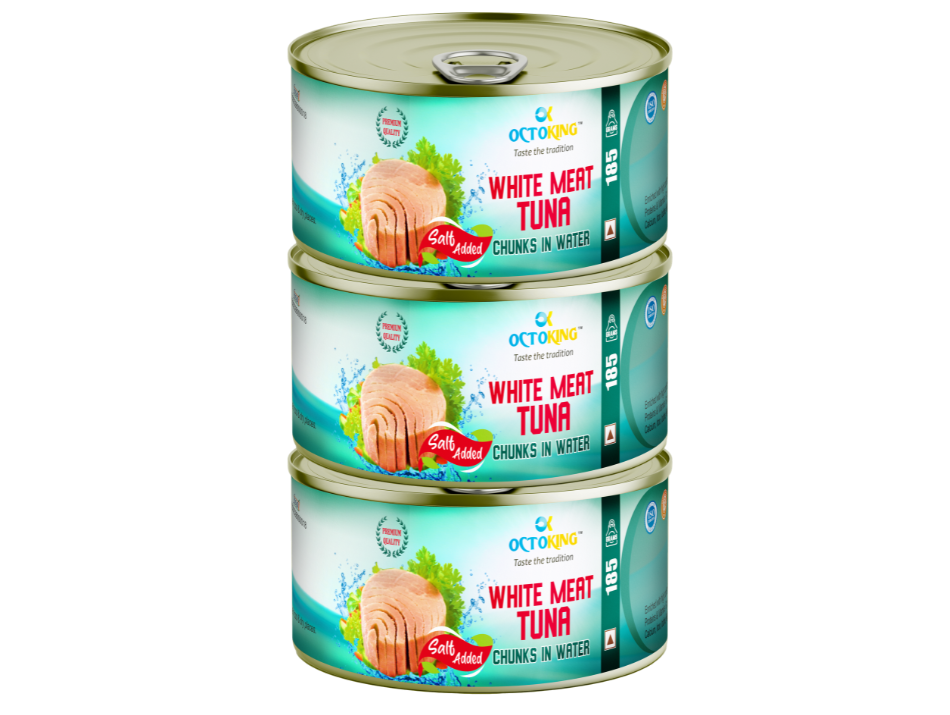 OCTOKING Tuna White Meat Chunks Salt Added 185g | OCTOKING OCTOKING tuna white meat chunks salt added 185g canned tuna