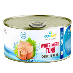 OCTOKING tuna white meat chunks water 185g canned tuna